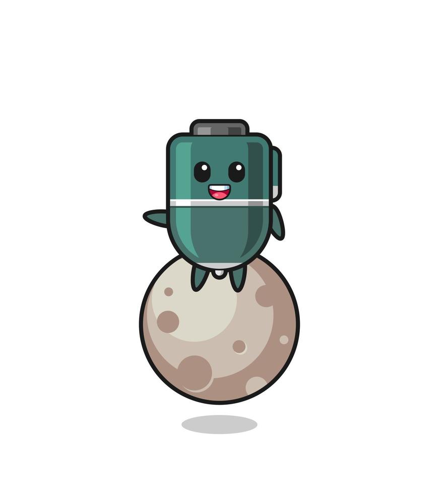 illustration of ballpoint cartoon sitting on the moon vector