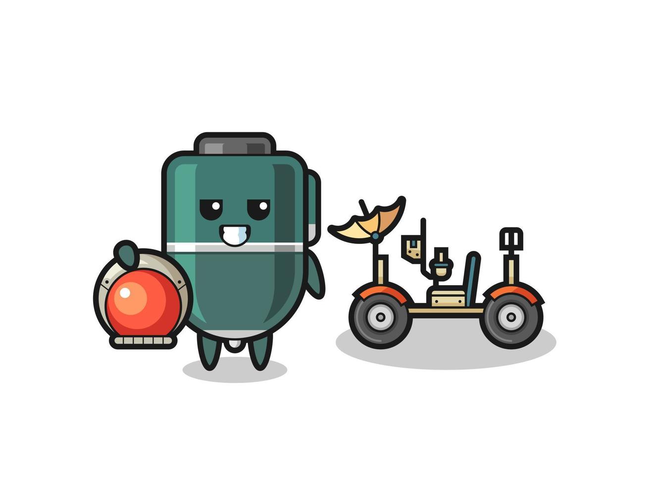 the cute ballpoint as astronaut with a lunar rover vector