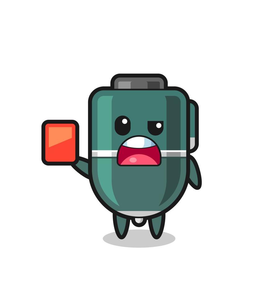 ballpoint cute mascot as referee giving a red card vector