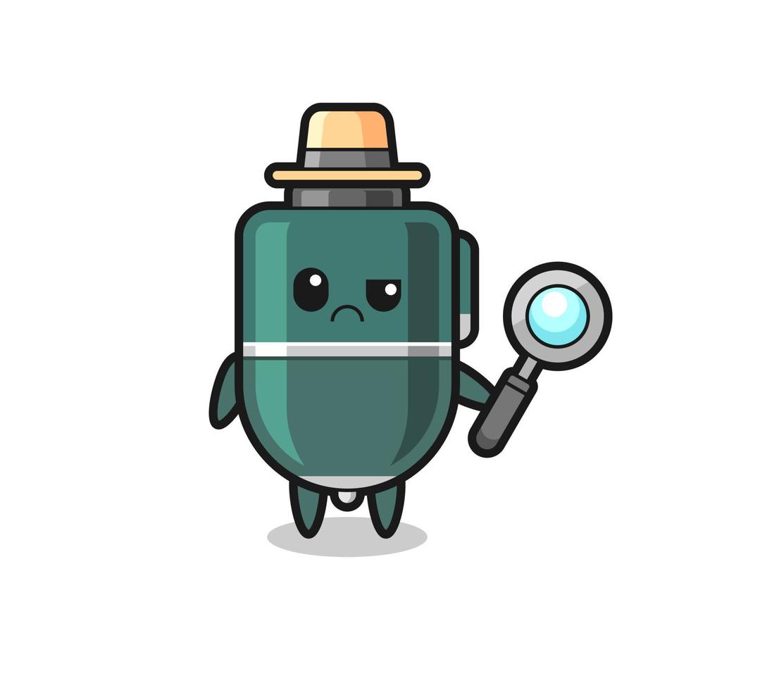 la mascota del lindo bolígrafo como detective vector