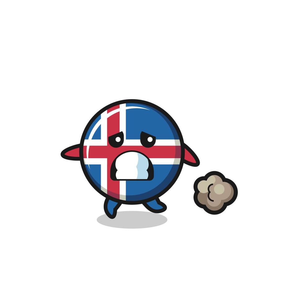 illustration of the iceland flag running in fear vector