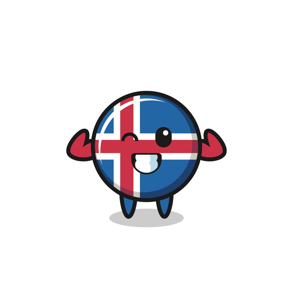 the muscular iceland flag character is posing showing his muscles vector