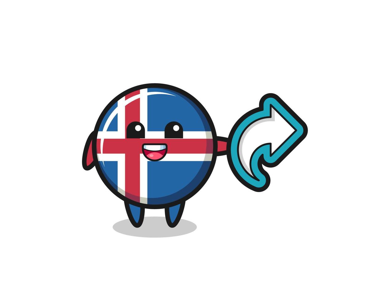 cute iceland flag hold social media share symbol vector