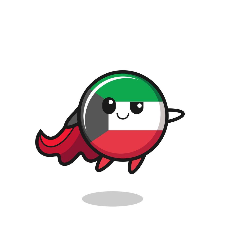 lindo personaje de superhéroe de la bandera de kuwait está volando vector