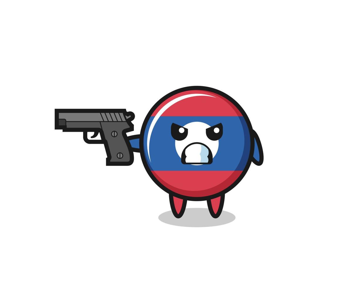 the cute laos flag character shoot with a gun vector