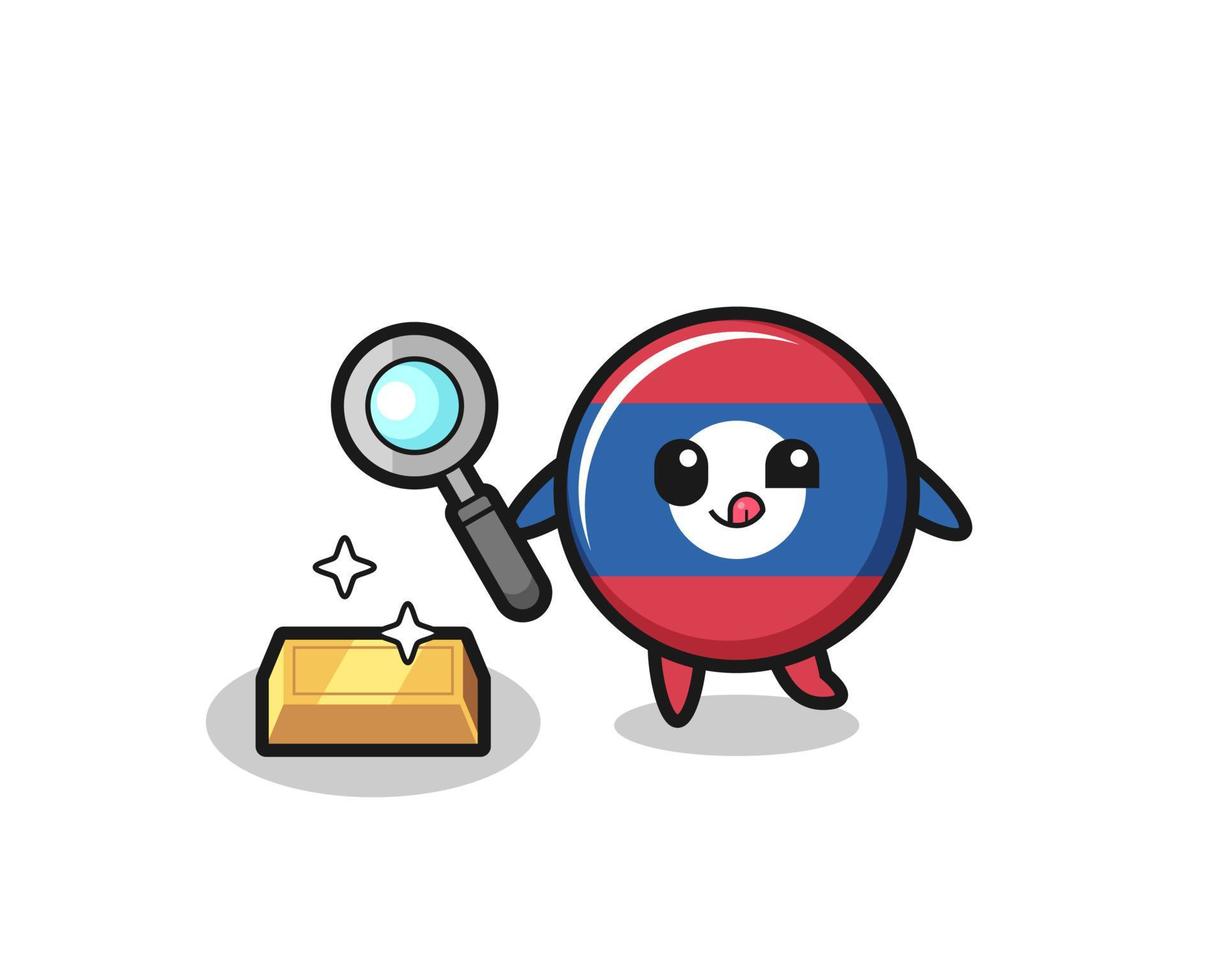 laos flag character is checking the authenticity of the gold bullion vector