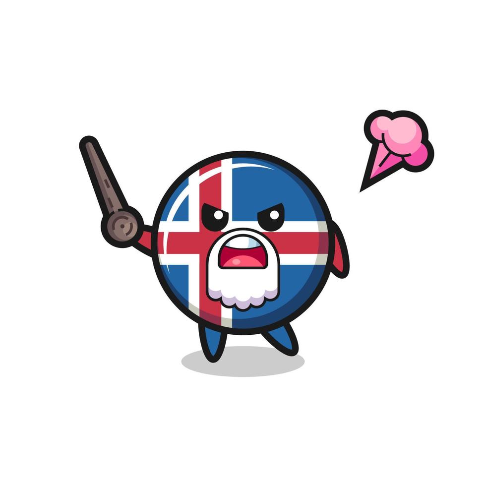 cute iceland flag grandpa is getting angry vector