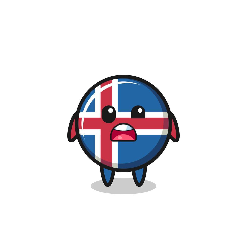 la cara conmocionada de la linda mascota de la bandera de islandia vector