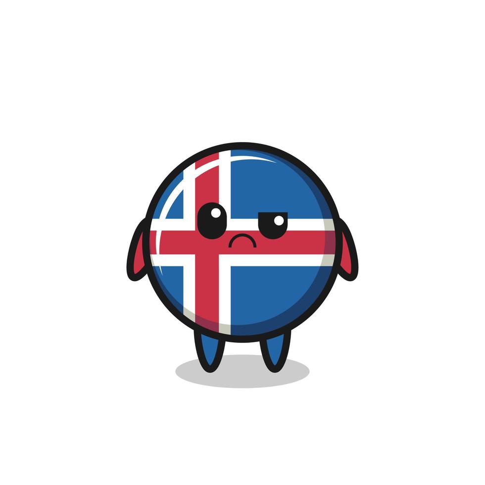 la mascota de la bandera de islandia con cara escéptica vector