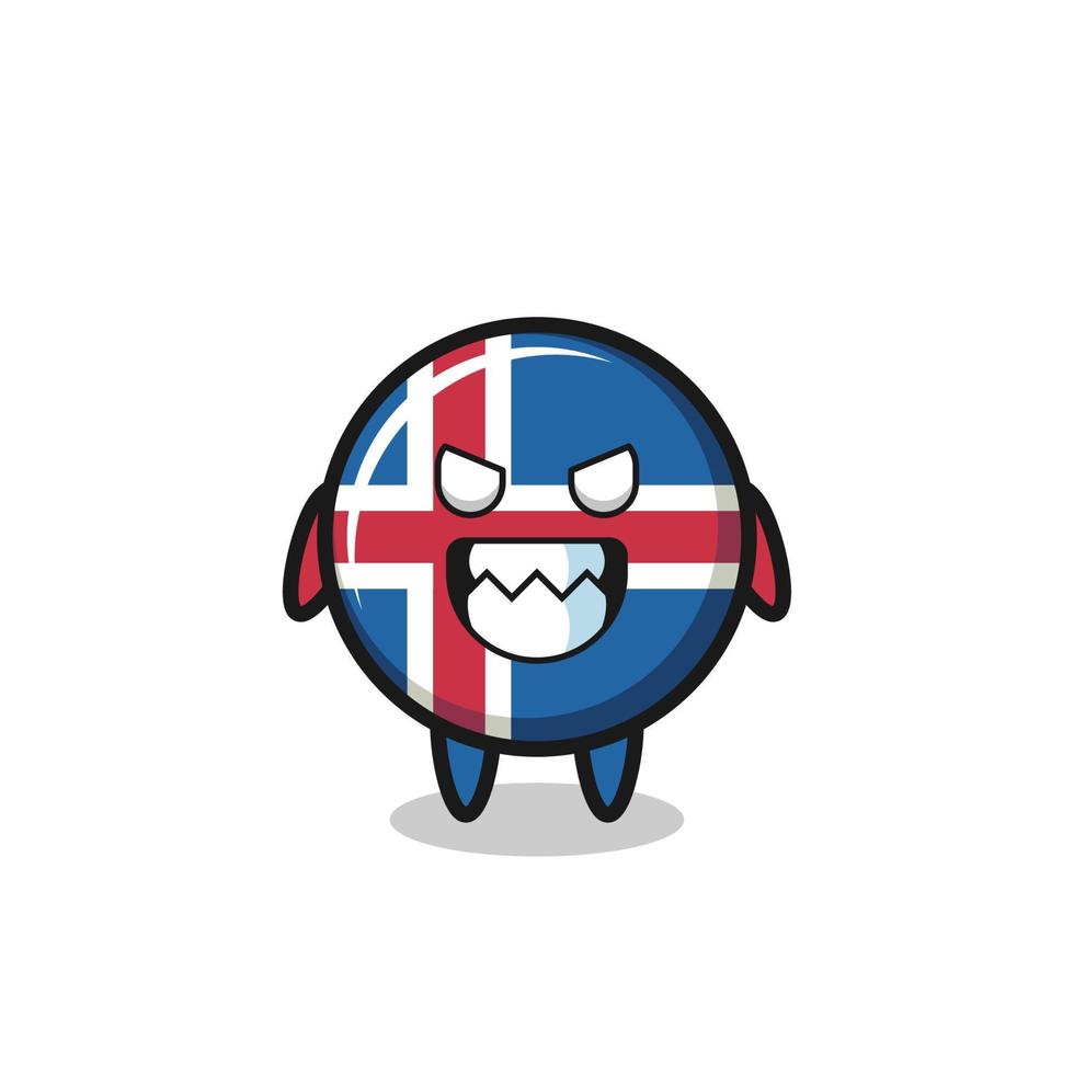 evil expression of the iceland flag cute mascot character vector