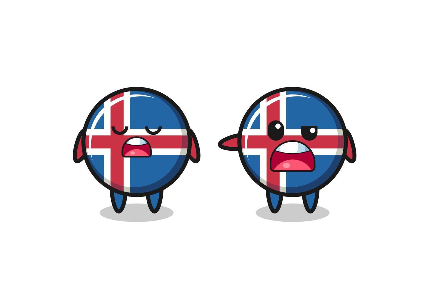 illustration of the argue between two cute iceland flag characters vector