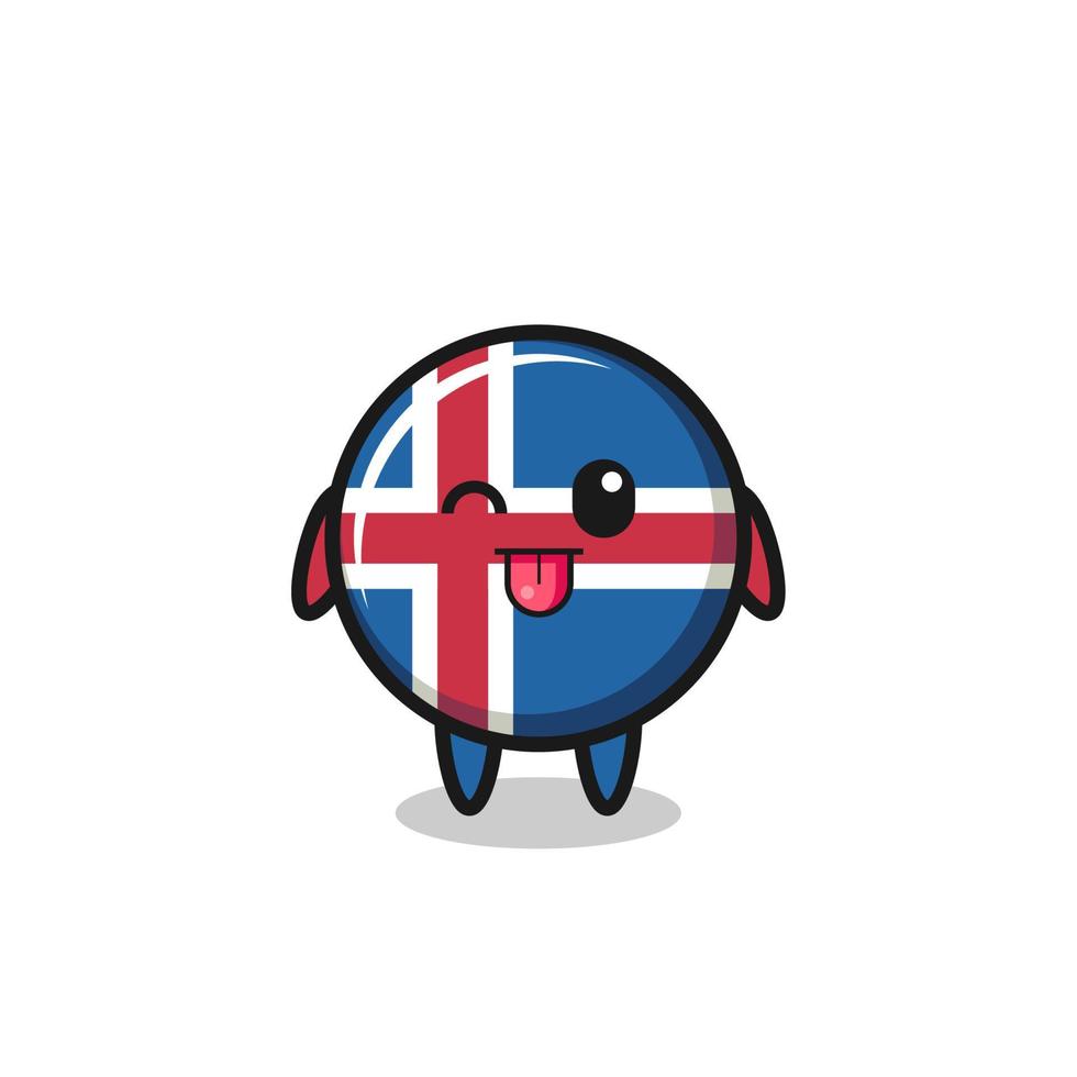 lindo personaje de la bandera de islandia en dulce expresión mientras saca la lengua vector