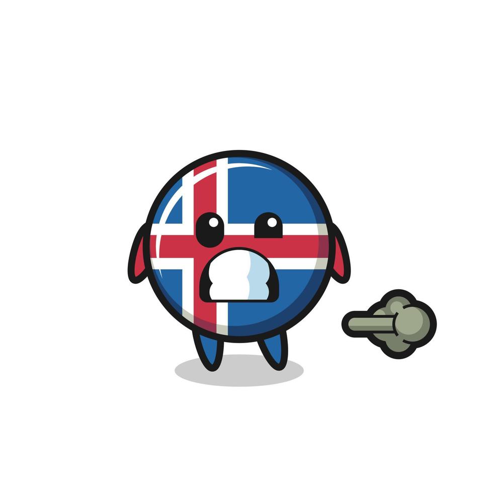 the illustration of the iceland flag cartoon doing fart vector