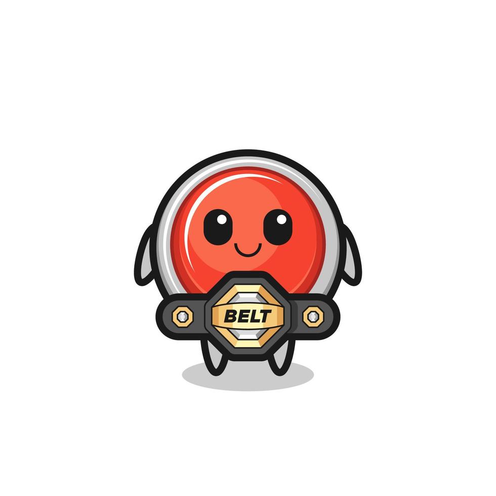 the MMA fighter emergency panic button mascot with a belt vector