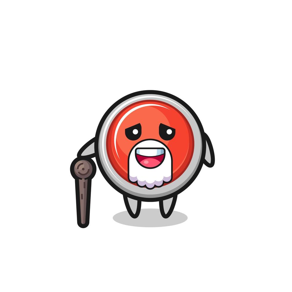 cute emergency panic button grandpa is holding a stick vector