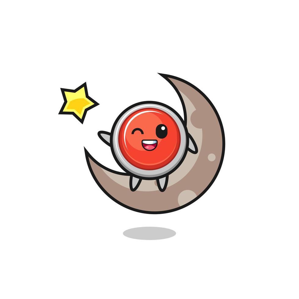 illustration of emergency panic button cartoon sitting on the half moon vector