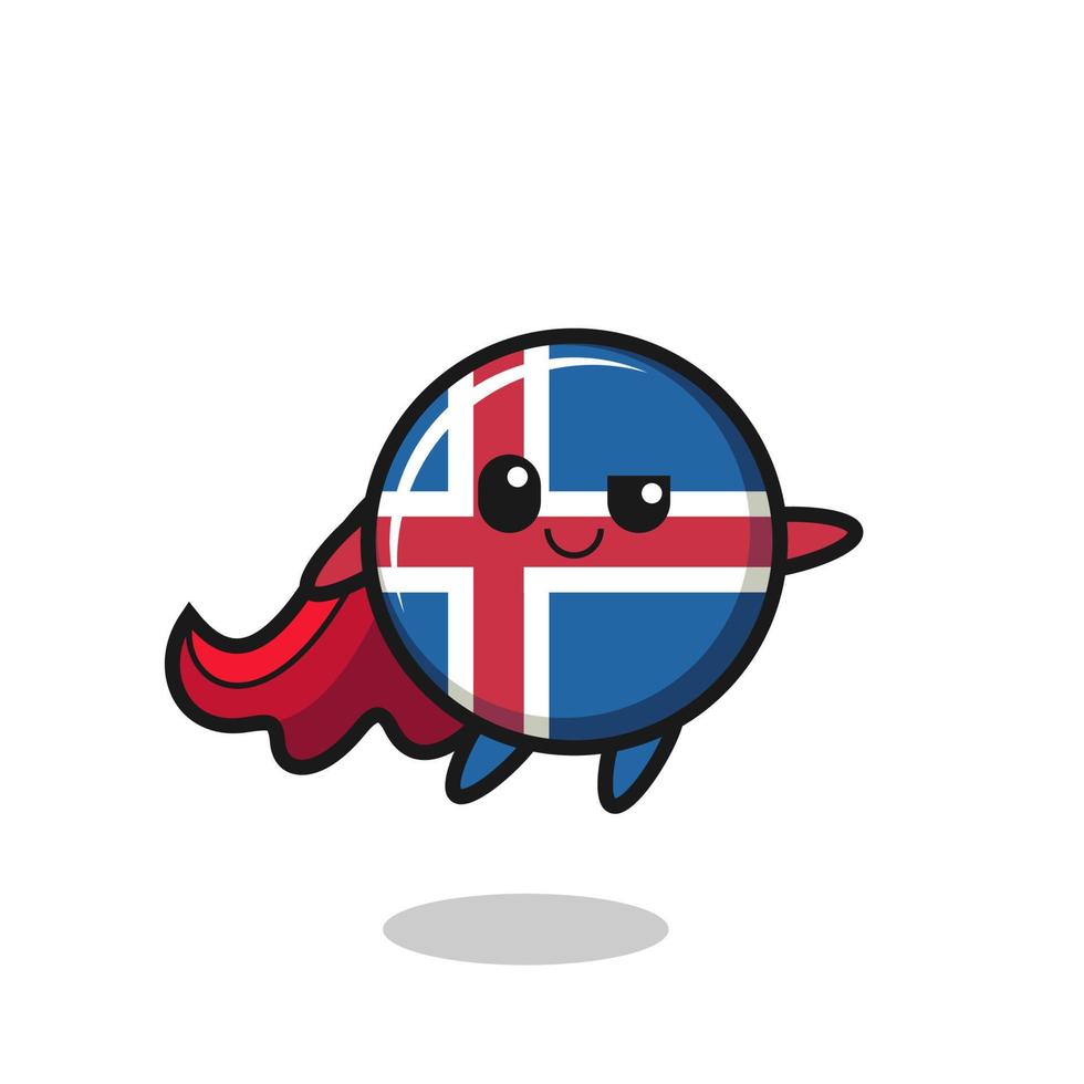 cute iceland flag superhero character is flying vector