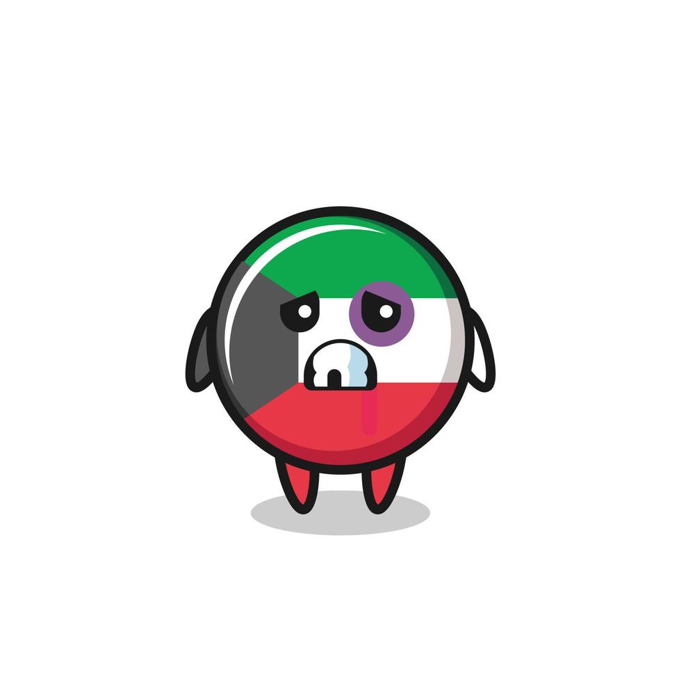 injured kuwait flag character with a bruised face vector