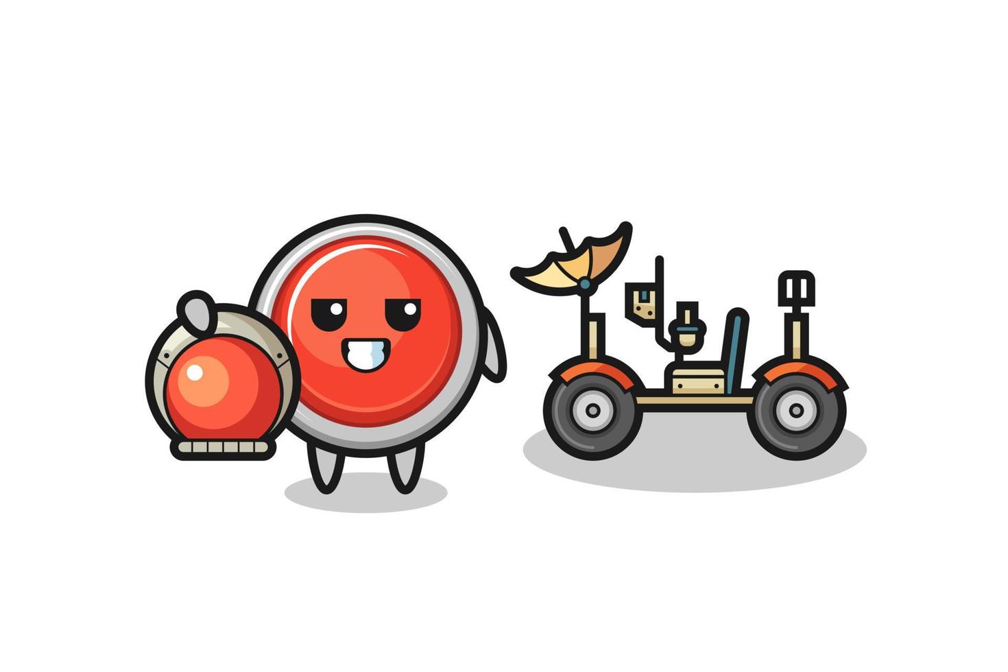 the cute emergency panic button as astronaut with a lunar rover vector