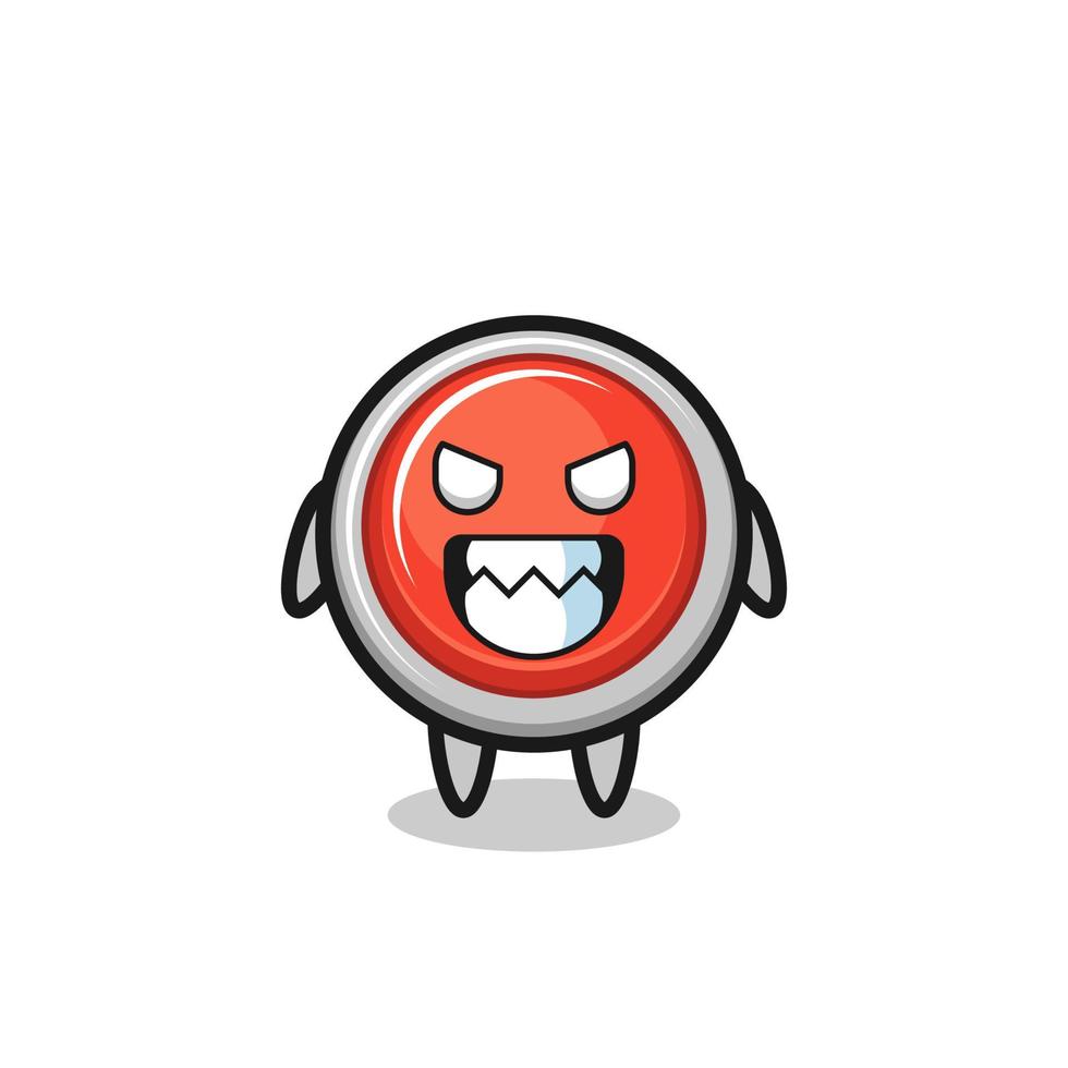 evil expression of the emergency panic button cute mascot character vector