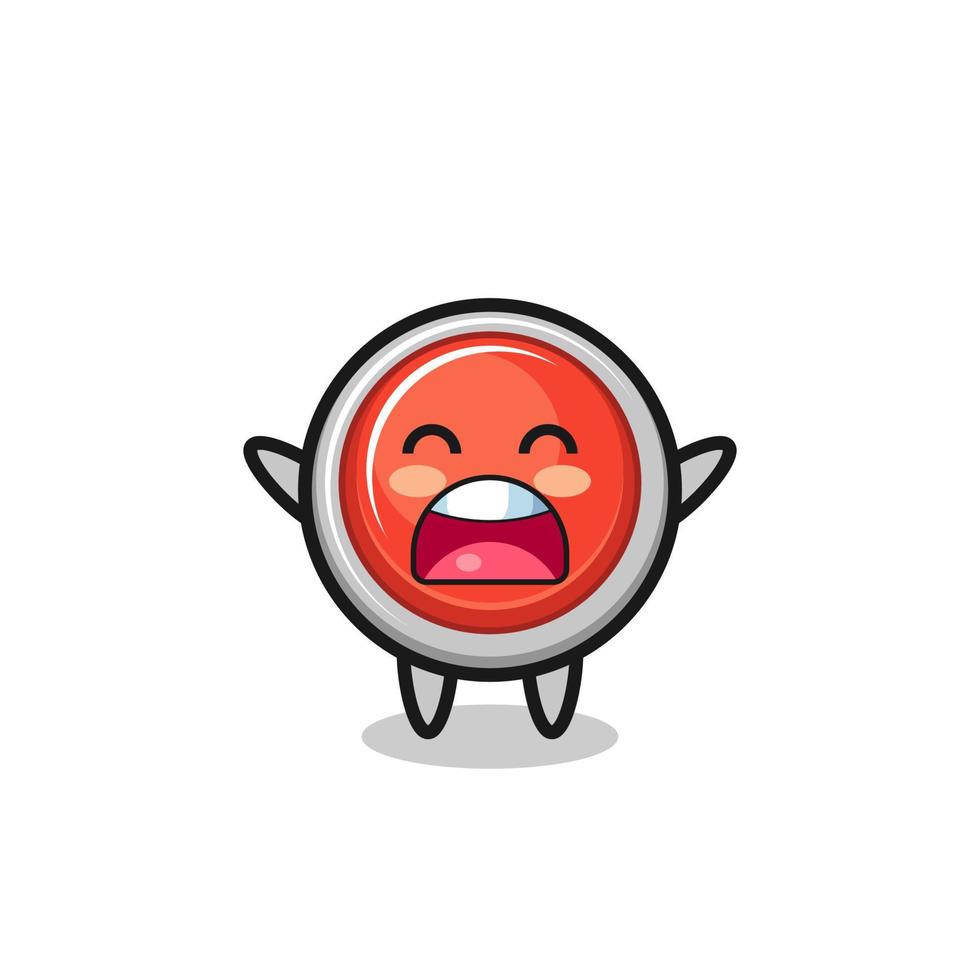 cute emergency panic button mascot with a yawn expression vector