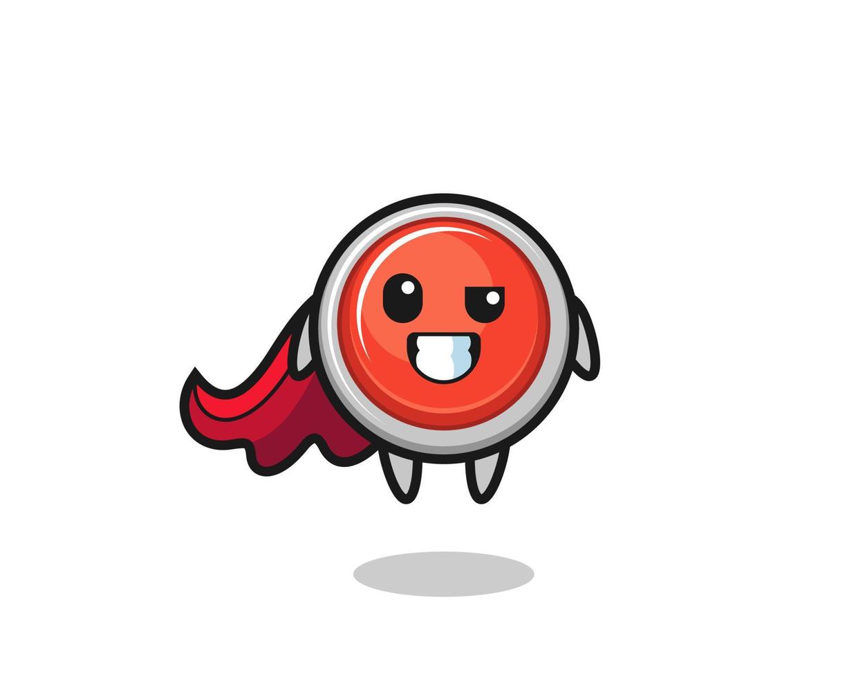 the cute emergency panic button character as a flying superhero vector