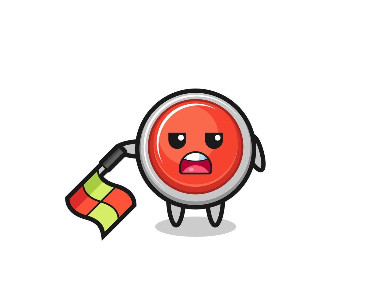 emergency panic button character as line judge hold the flag down at a 45 degree angle vector