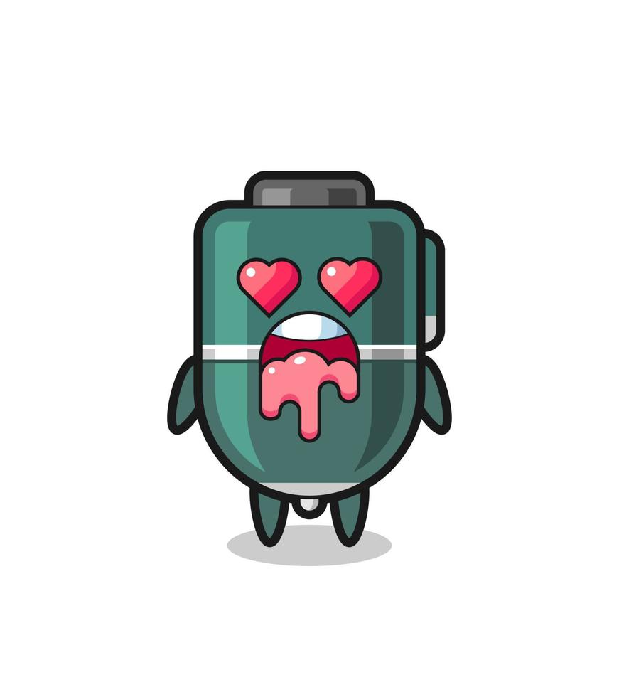the falling in love expression of a cute ballpoint with heart shaped eyes vector