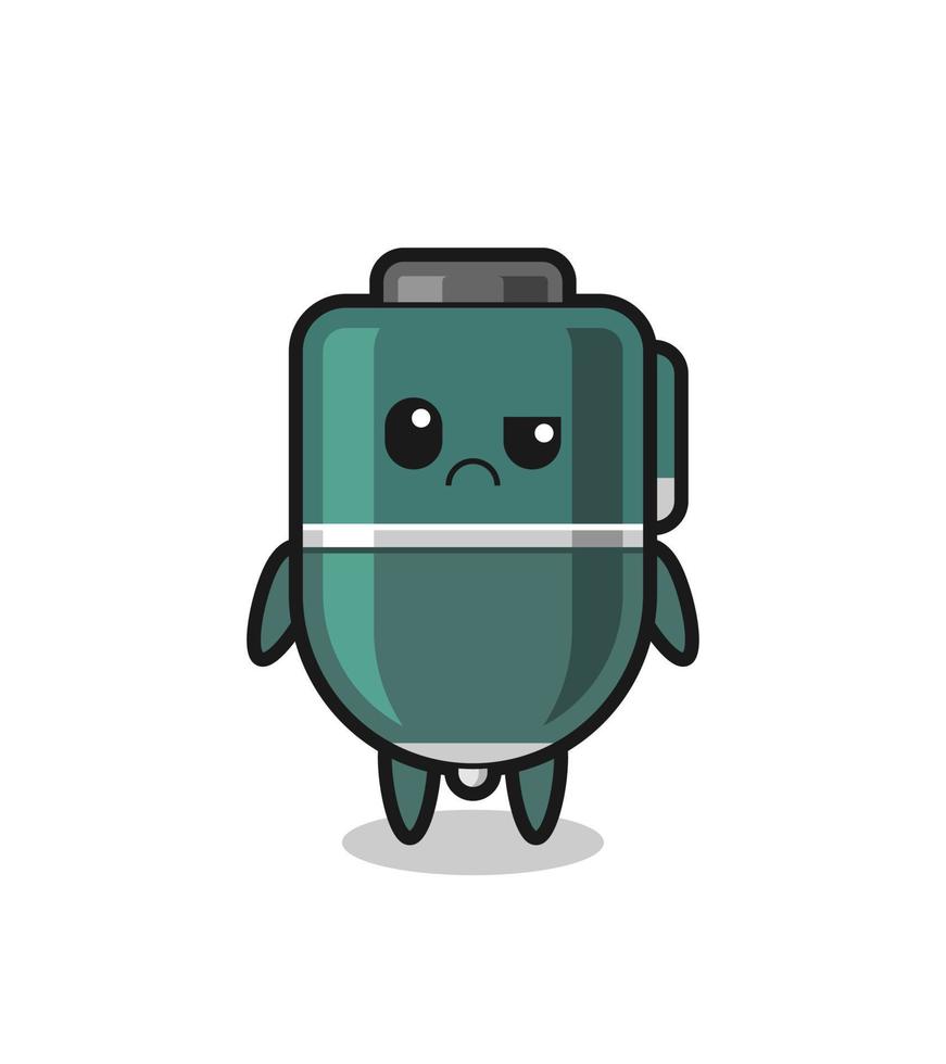 the mascot of the ballpoint with sceptical face vector