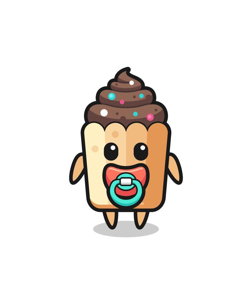 baby cupcake cartoon character with pacifier vector