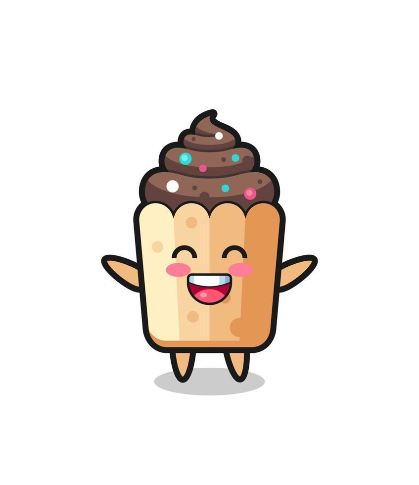 happy baby cupcake cartoon character vector