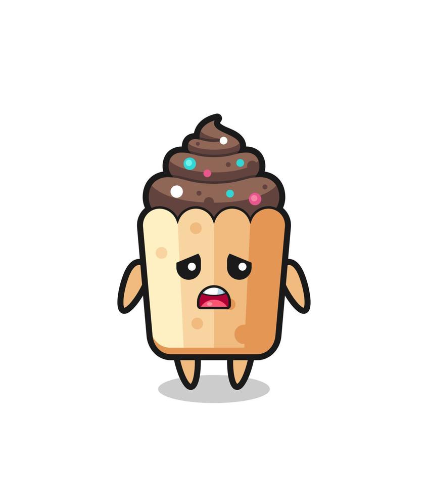 disappointed expression of the cupcake cartoon vector