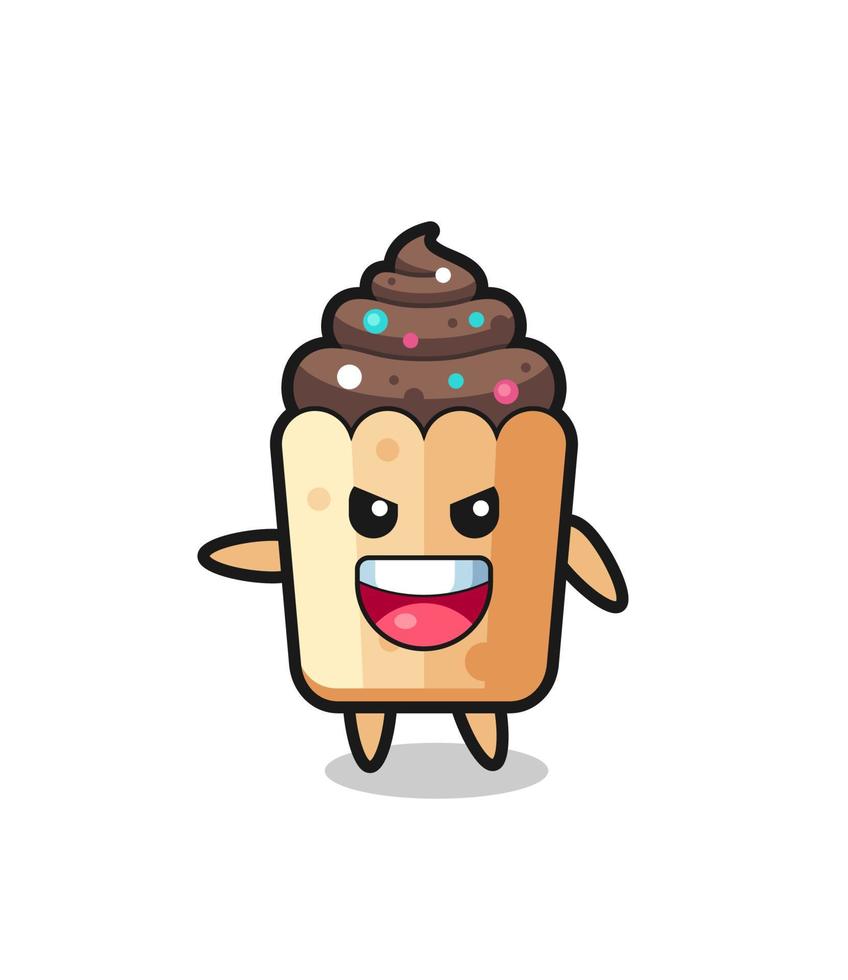 cupcake cartoon with very excited pose vector