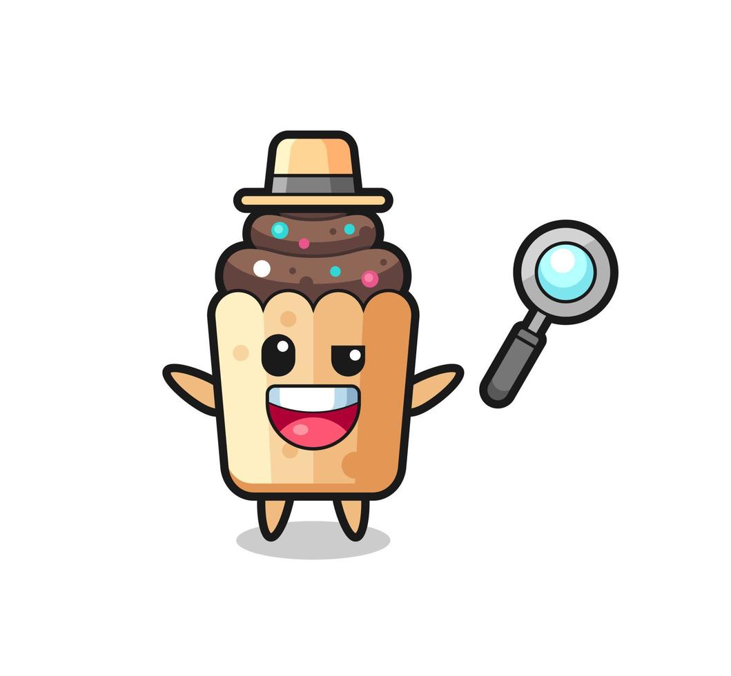 illustration of the cupcake mascot as a detective who manages to solve a case vector