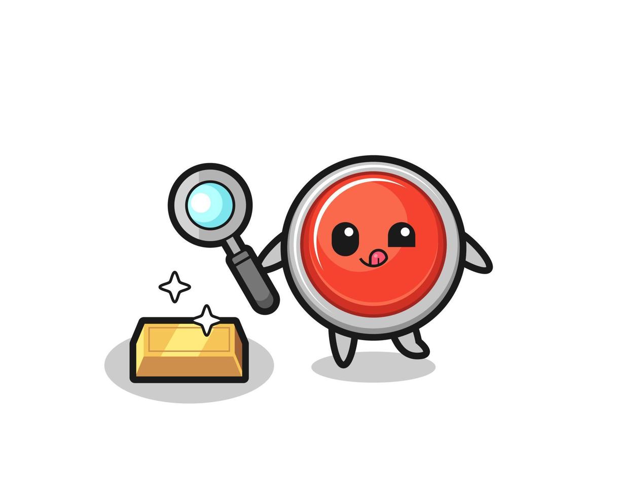 emergency panic button character is checking the authenticity of the gold bullion vector