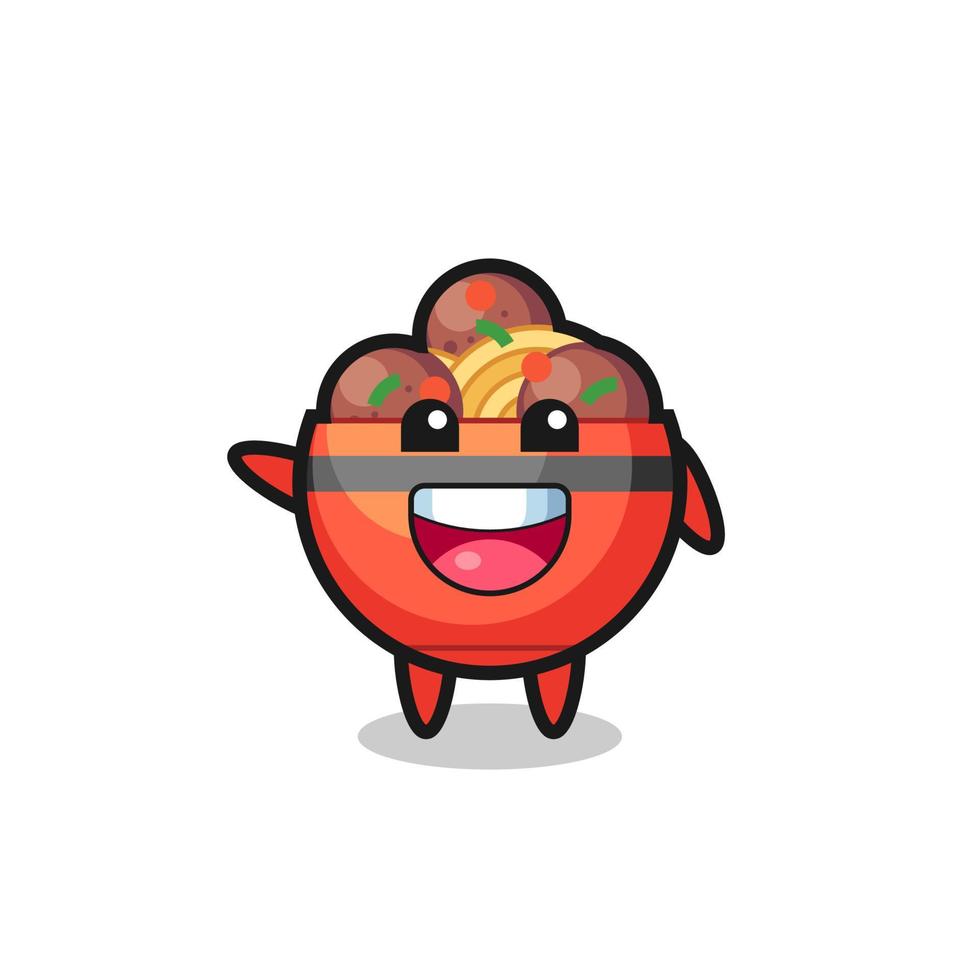 happy meatball bowl cute mascot character vector