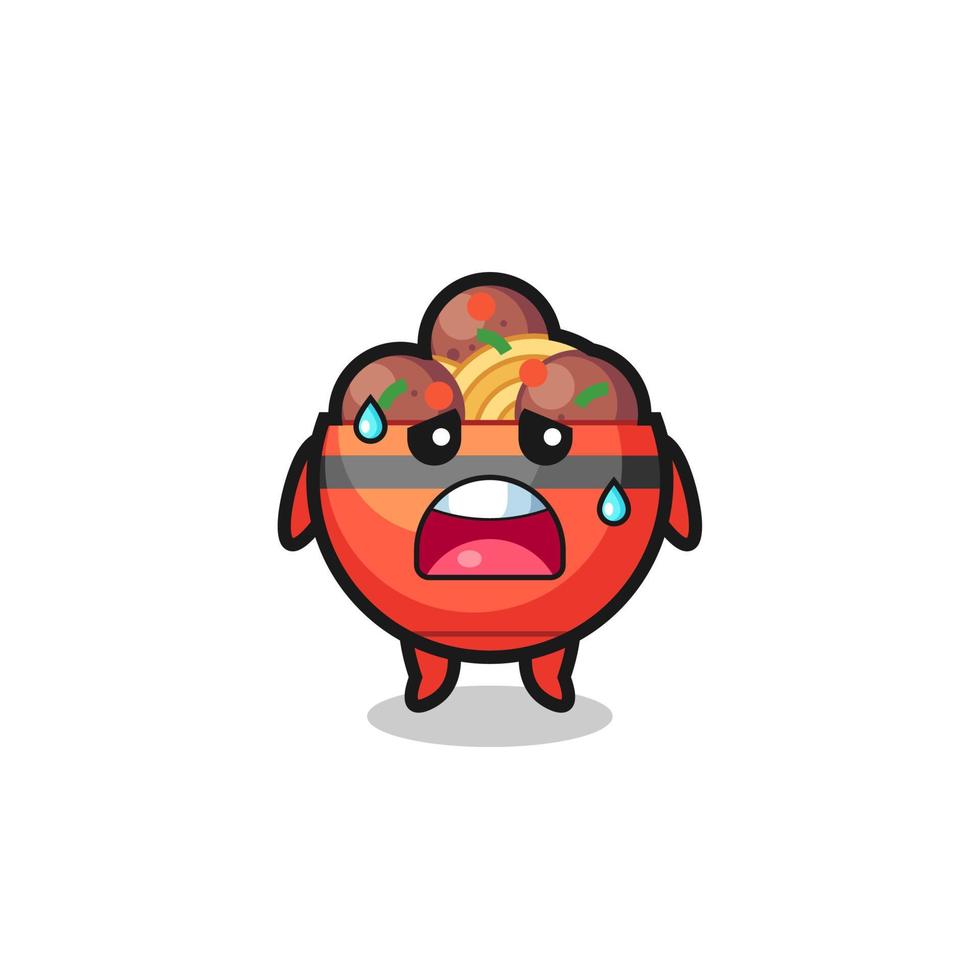 the fatigue cartoon of meatball bowl vector