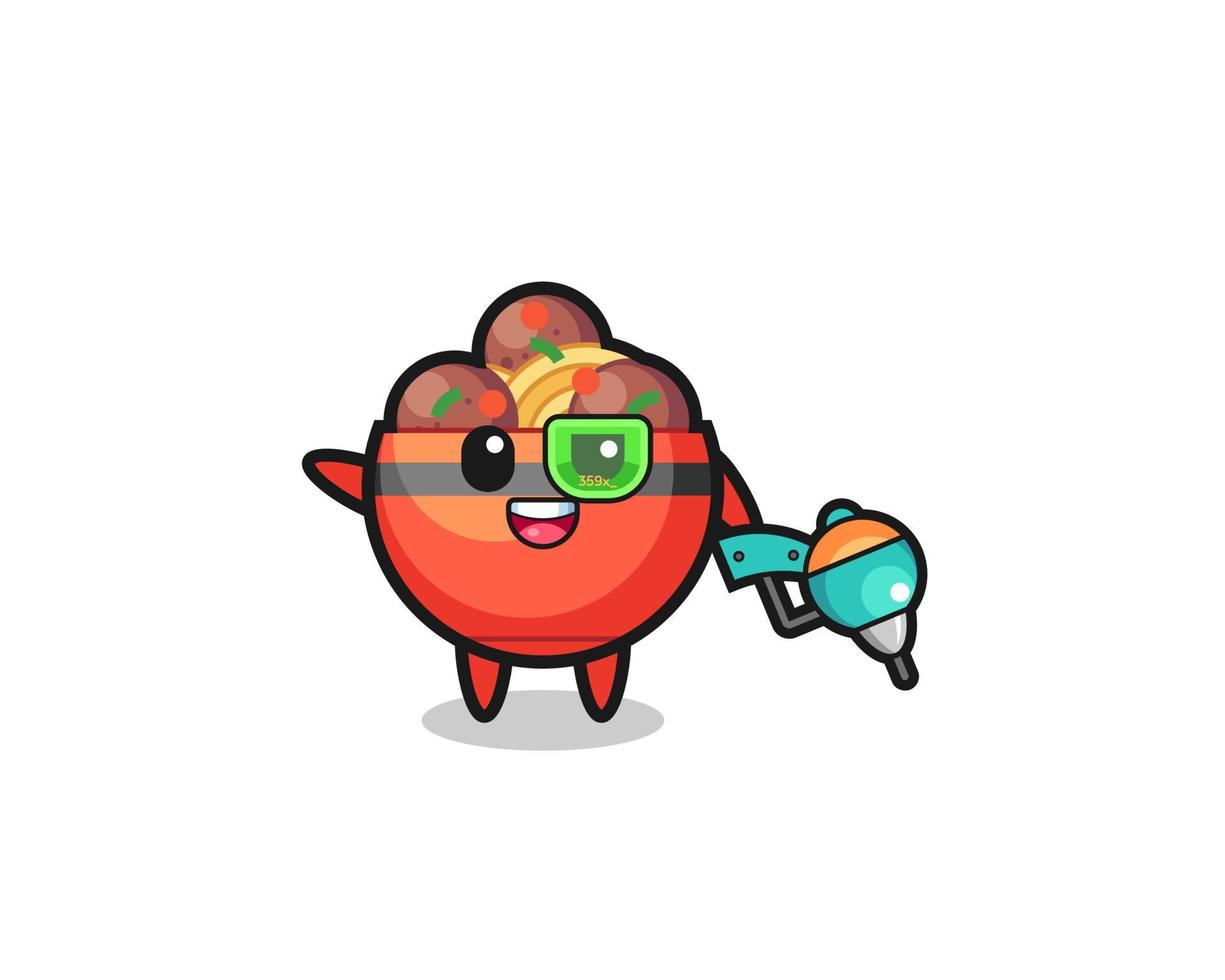 meatball bowl cartoon as future warrior mascot vector