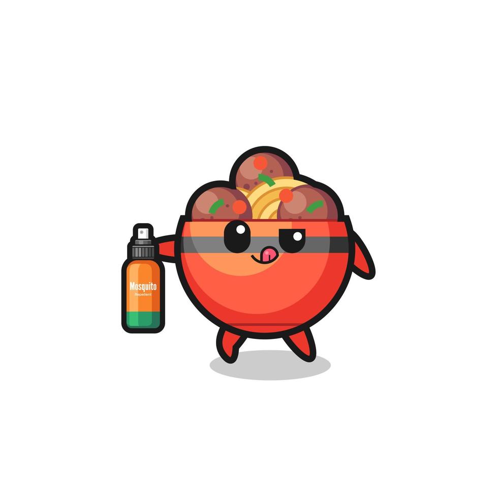 cute meatball bowl holding mosquito repellent vector
