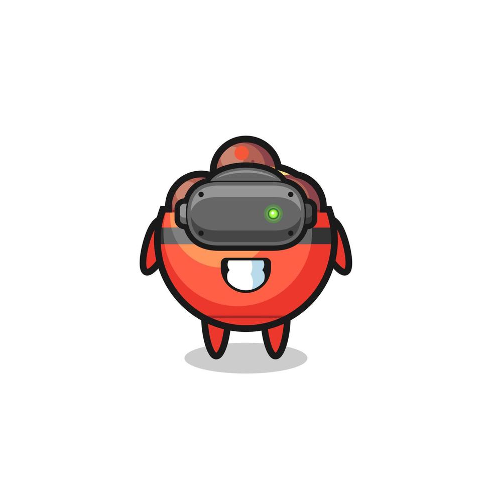 cute meatball bowl using VR headset vector