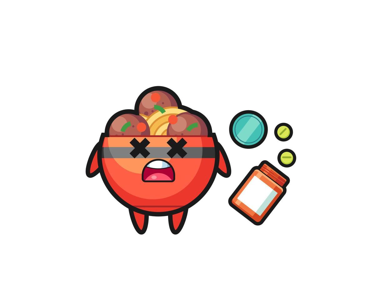 illustration of overdose meatball bowl character vector