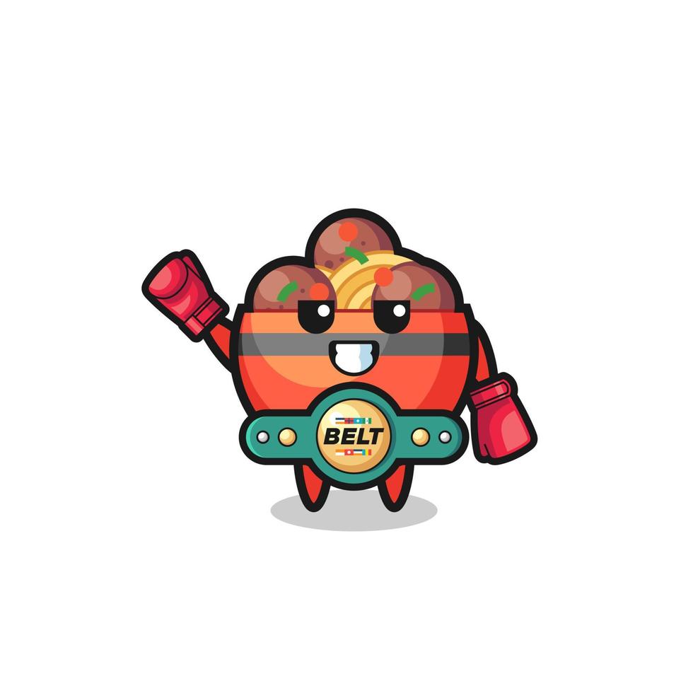 meatball bowl boxer mascot character vector