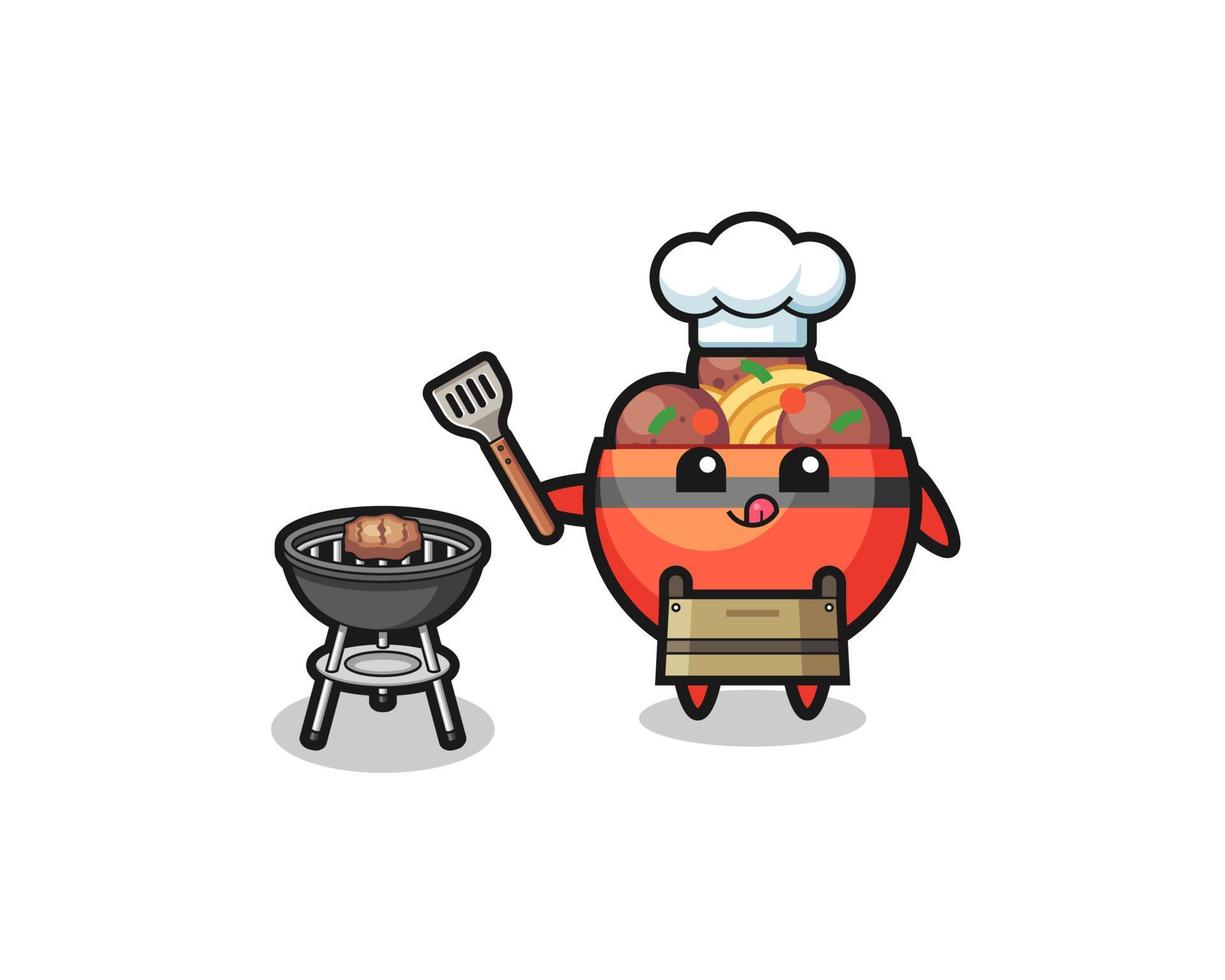meatball bowl barbeque chef with a grill vector