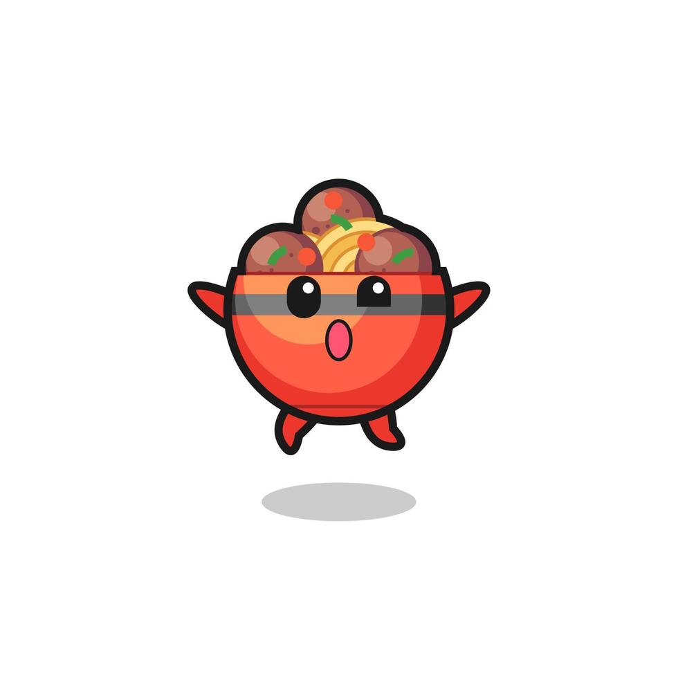 meatball bowl character is jumping gesture vector