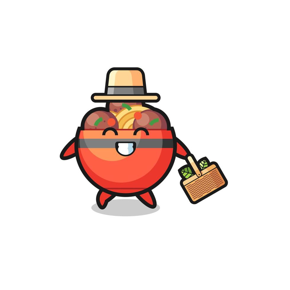 meatball bowl herbalist character searching a herbal vector