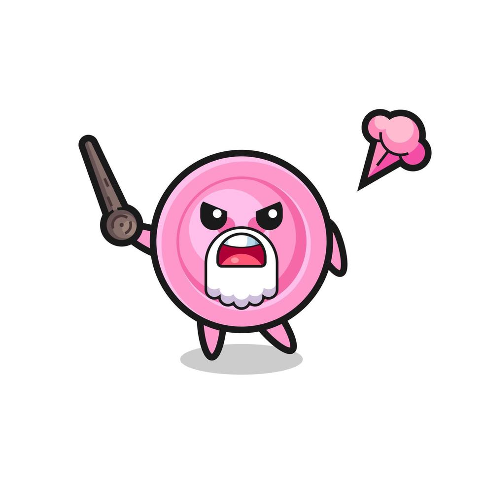 cute clothing button grandpa is getting angry vector