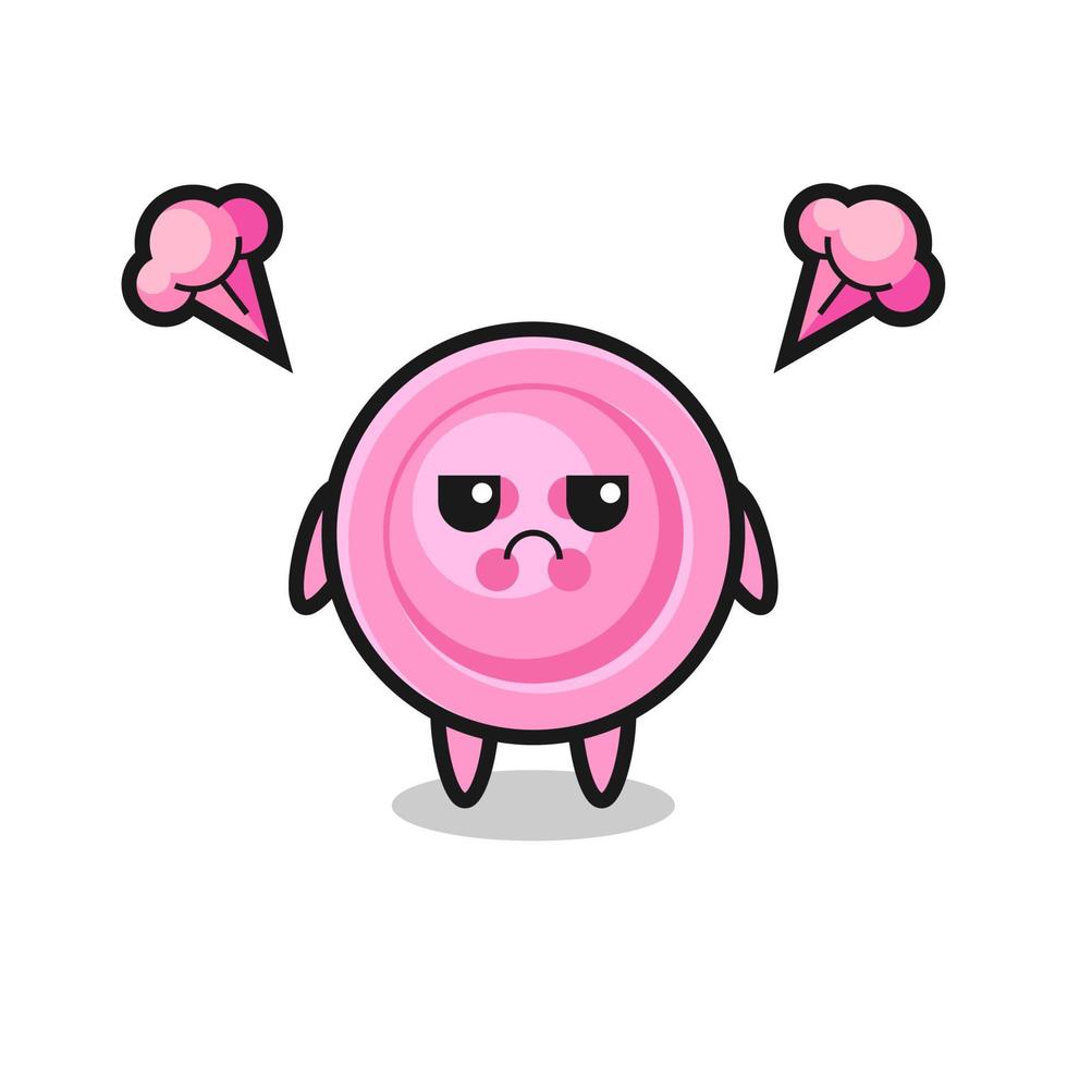 annoyed expression of the cute clothing button cartoon character vector