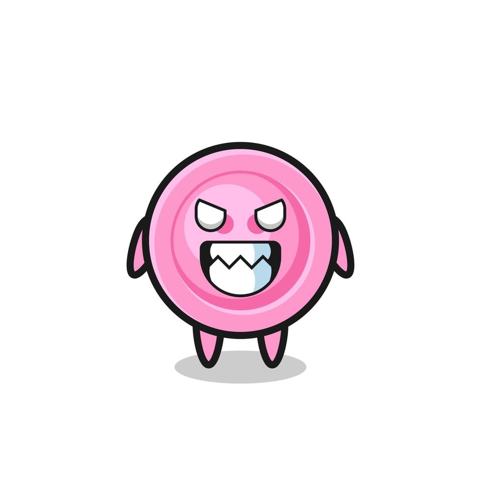 evil expression of the clothing button cute mascot character vector