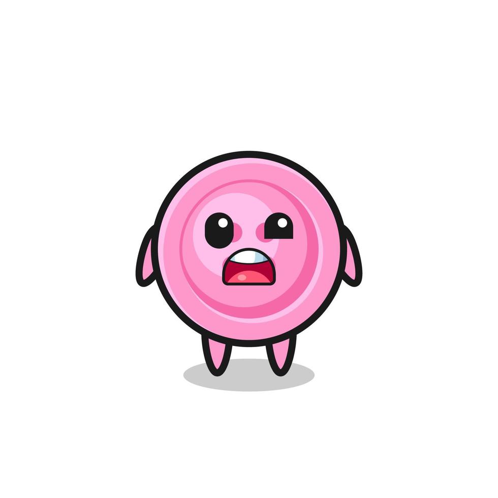 the shocked face of the cute clothing button mascot vector