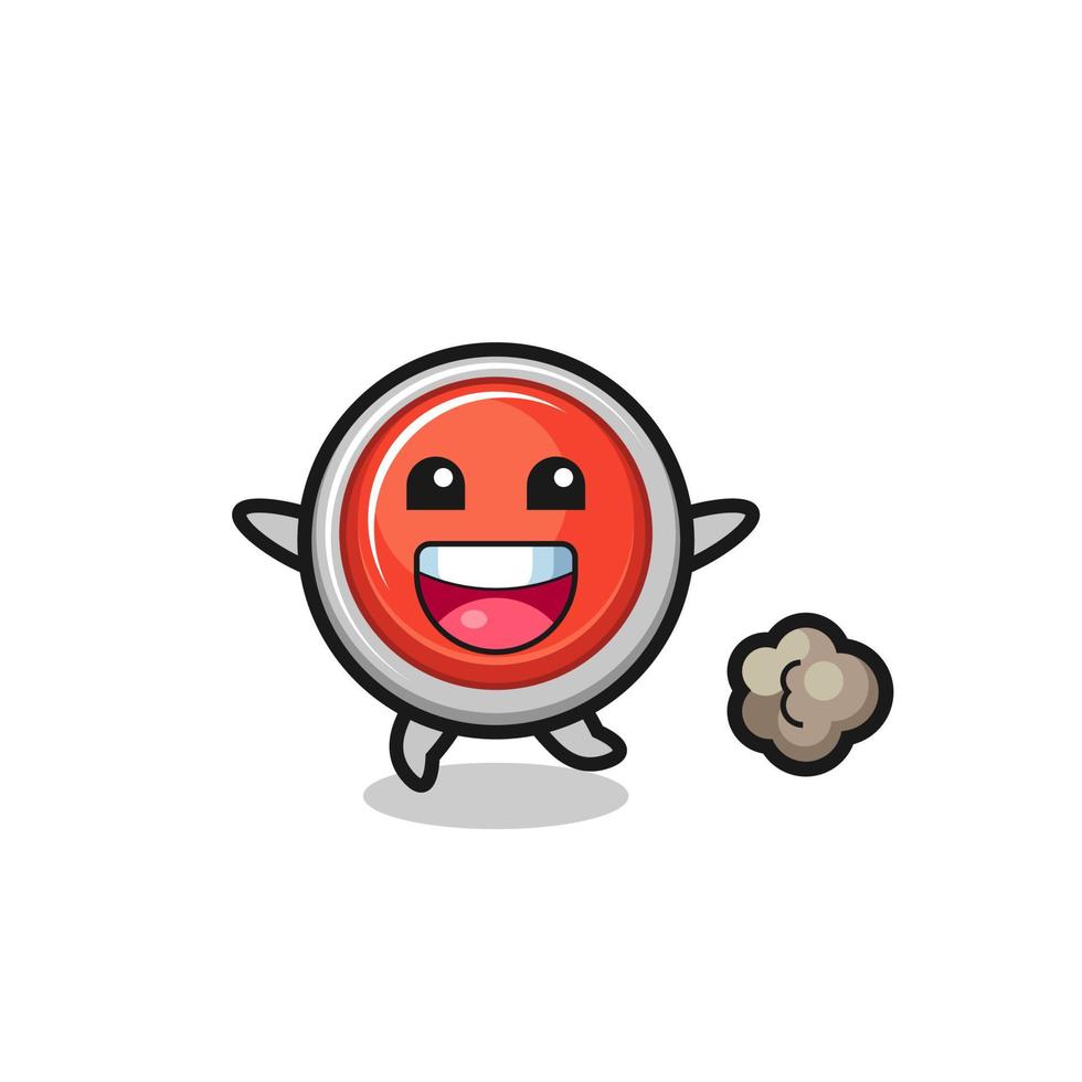 the happy emergency panic button cartoon with running pose vector
